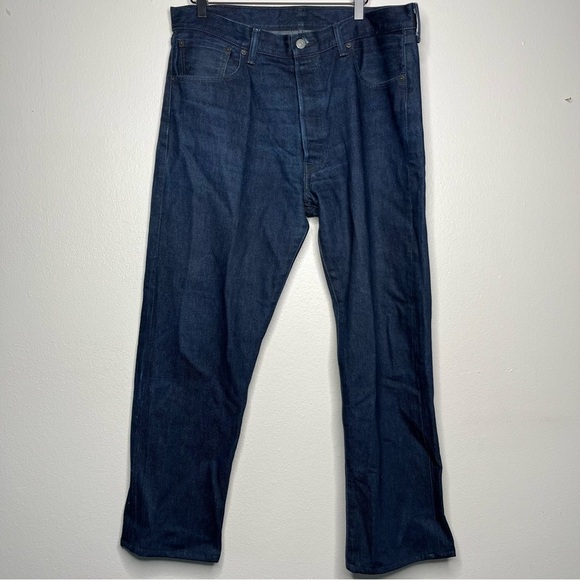 Levi's Men White Oak 1901 Cone Mills Jeans 36x31 Dark Wash Button Fly Straight - Picture 1 of 12
